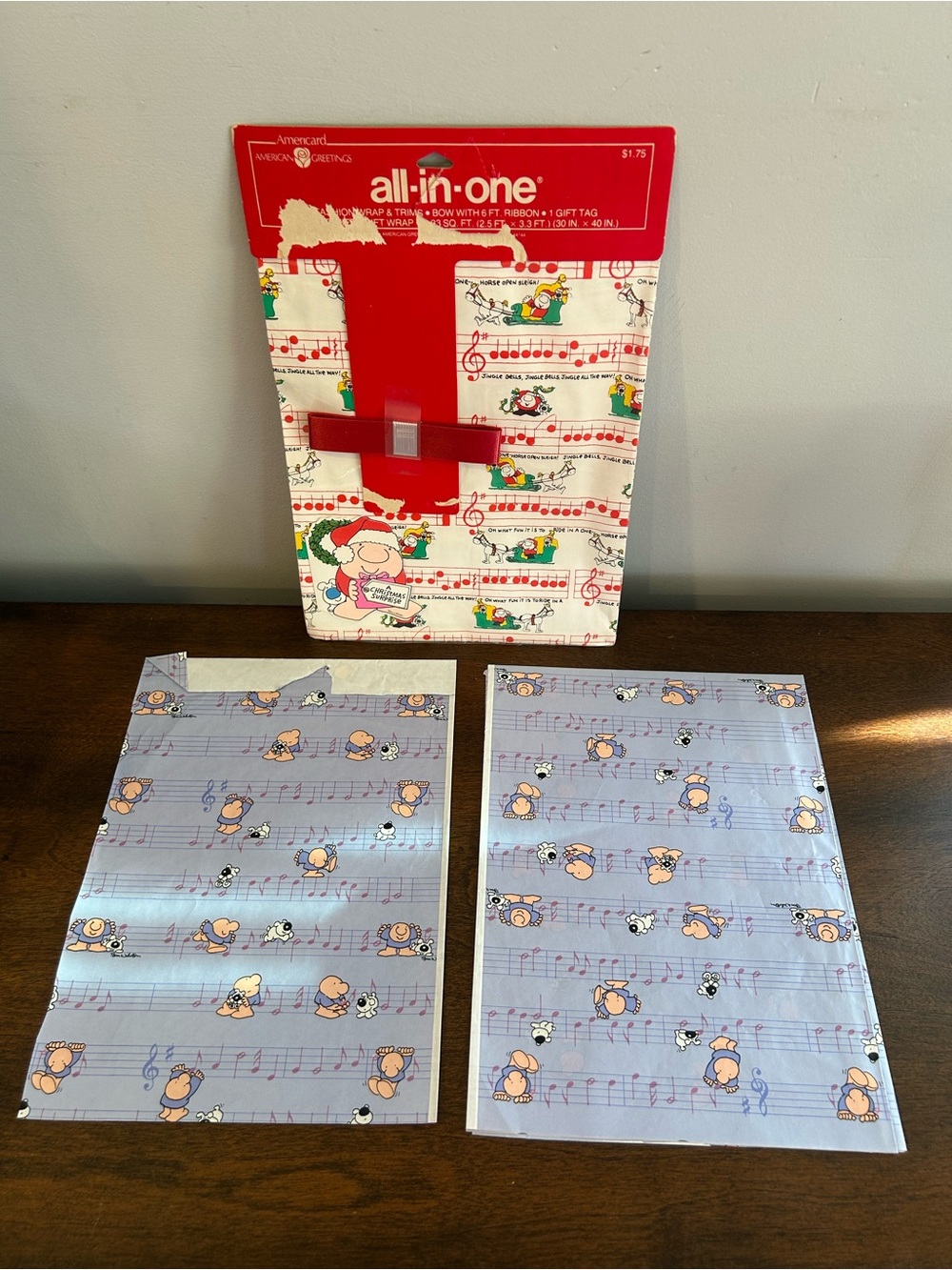 American Greetings Vintage Ziggy Christmas All-in-One gift wrap set + Read Info.
